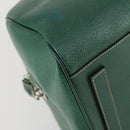 PRADA Boston Bag Leather Green Silver Auth 153161-11