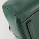 PRADA Boston Bag Leather Green Silver Auth 153161-13