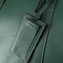 PRADA Boston Bag Leather Green Silver Auth 153161-14