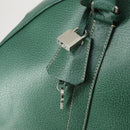 PRADA Boston Bag Leather Green Silver Auth 153161-15