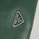 PRADA Boston Bag Leather Green Silver Auth 153161-16