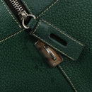 PRADA Boston Bag Leather Green Silver Auth 153161-17