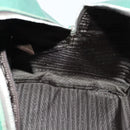 PRADA Boston Bag Leather Green Silver Auth 153161-19