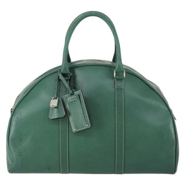 PRADA Boston Bag Leather Green Silver Auth 153161 - 0