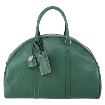 PRADA Boston Bag Leather Green Silver Auth 153161 - 0