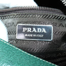 PRADA Boston Bag Leather Green Silver Auth 153161-21