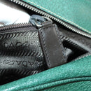 PRADA Boston Bag Leather Green Silver Auth 153161-22