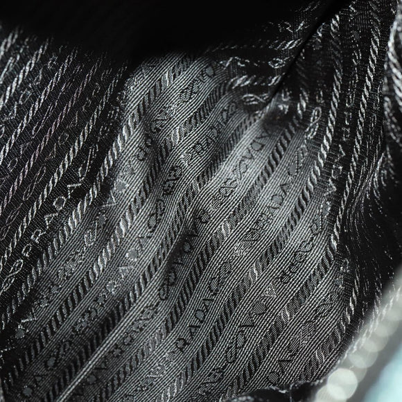 PRADA Boston Bag Leather Green Silver Auth 153161