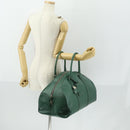 PRADA Boston Bag Leather Green Silver Auth 153161-26