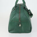 PRADA Boston Bag Leather Green Silver Auth 153161-5