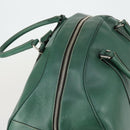 PRADA Boston Bag Leather Green Silver Auth 153161-6