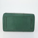 PRADA Boston Bag Leather Green Silver Auth 153161-9