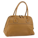PRADA Hand Bag Leather Beige Auth 153163-1