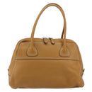 PRADA Hand Bag Leather Beige Auth 153163-13