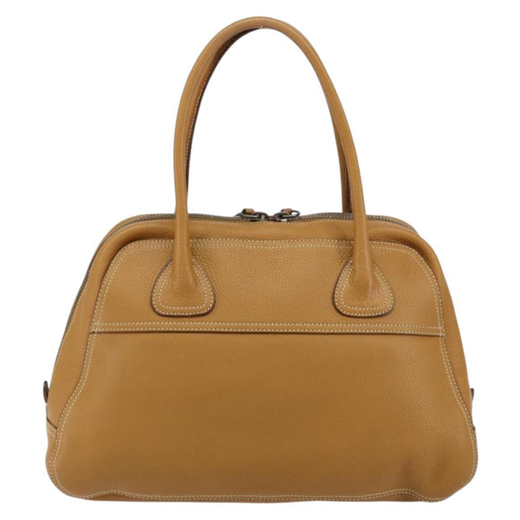 PRADA Hand Bag Leather Beige Auth 153163