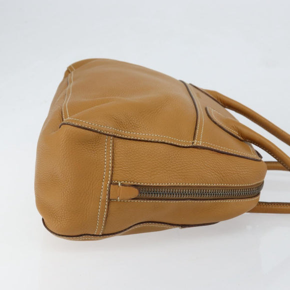 PRADA Hand Bag Leather Beige Auth 153163