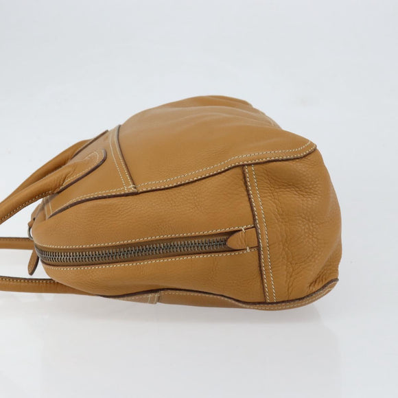 PRADA Hand Bag Leather Beige Auth 153163