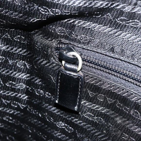 PRADA Shoulder Bag Leather Gray Silver Auth 153165