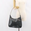 PRADA Shoulder Bag Leather Gray Silver Auth 153165-22