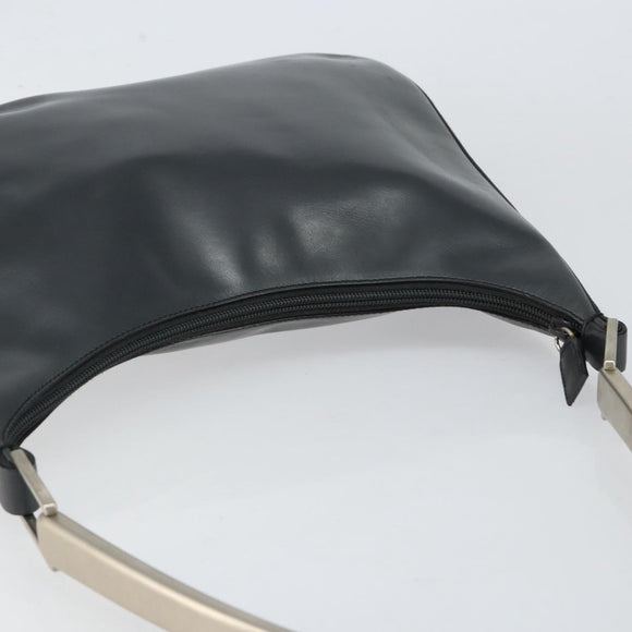 PRADA Shoulder Bag Leather Gray Silver Auth 153165