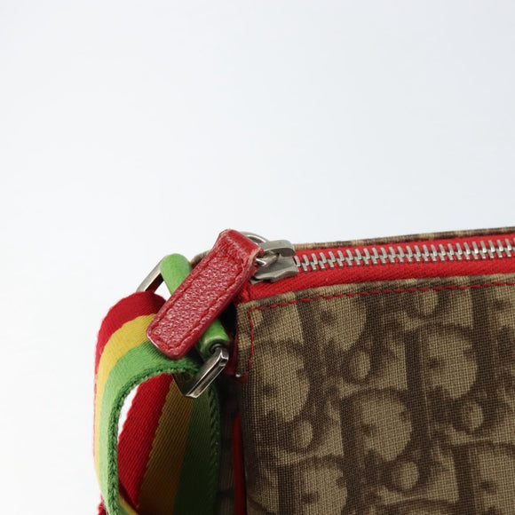 Christian Dior Trotter Canvas Shoulder Bag Rasta Color Beige Auth 153168