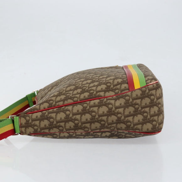 Christian Dior Trotter Canvas Shoulder Bag Rasta Color Beige Auth 153168