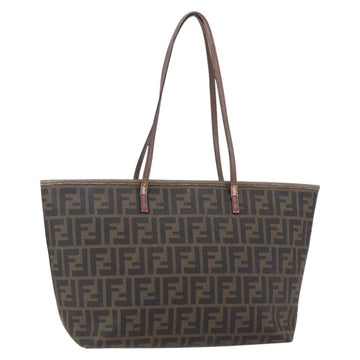 FENDI Zucca Canvas Tote Bag Black Brown Auth 153170