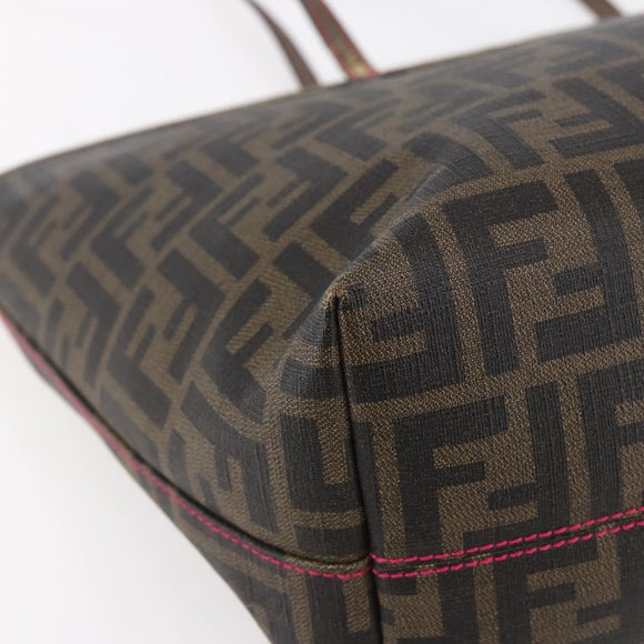 FENDI Zucca Canvas Tote Bag Black Brown Auth 153170