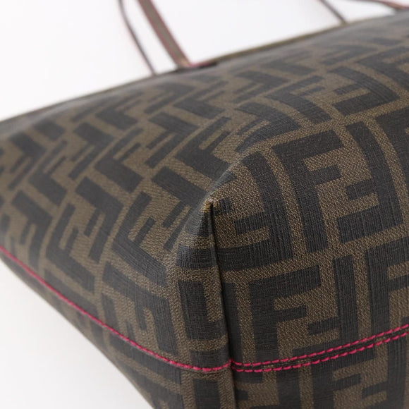 FENDI Zucca Canvas Tote Bag Black Brown Auth 153170