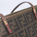 FENDI Zucca Canvas Tote Bag Black Brown Auth 153170-14