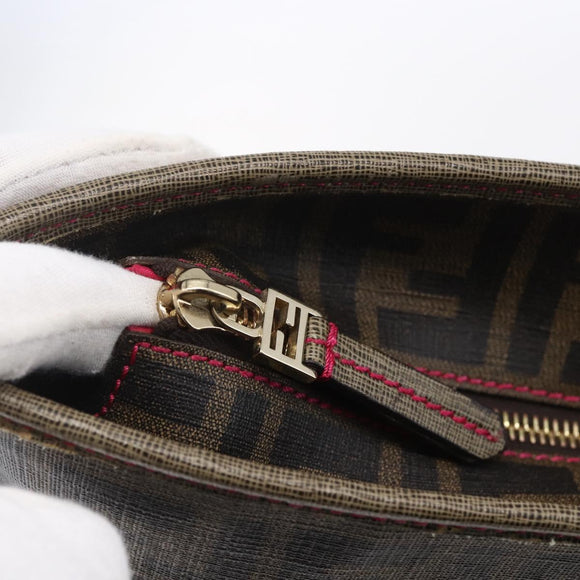 FENDI Zucca Canvas Tote Bag Black Brown Auth 153170