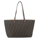 FENDI Zucca Canvas Tote Bag Black Brown Auth 153170-2