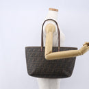 FENDI Zucca Canvas Tote Bag Black Brown Auth 153170-23