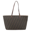 FENDI Zucca Canvas Tote Bag Black Brown Auth 153170-3