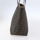 FENDI Zucca Canvas Tote Bag Black Brown Auth 153170-4