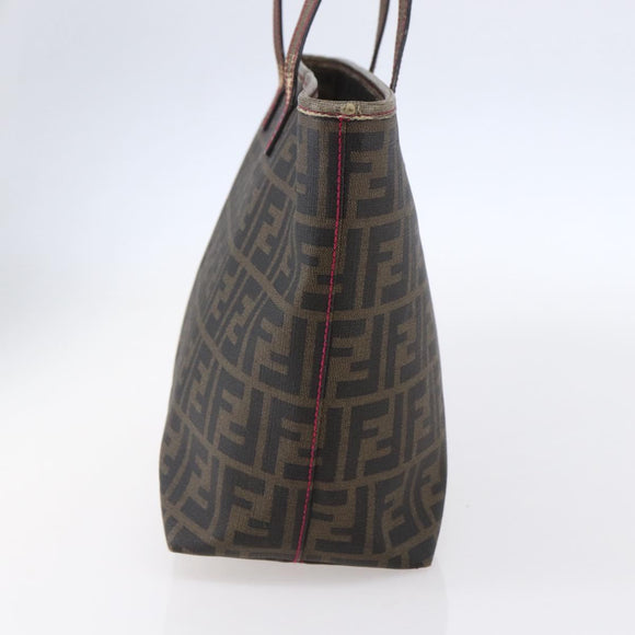 FENDI Zucca Canvas Tote Bag Black Brown Auth 153170