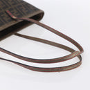 FENDI Zucca Canvas Tote Bag Black Brown Auth 153170-7