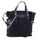 Jimmy Choo Tote Bag Suede 2way Navy Silver Auth 153171-1
