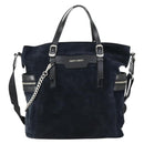 Jimmy Choo Tote Bag Suede 2way Navy Silver Auth 153171-2
