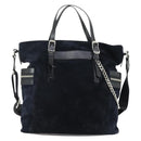 Jimmy Choo Tote Bag Suede 2way Navy Silver Auth 153171-3