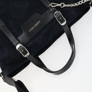 Jimmy Choo Tote Bag Suede 2way Navy Silver Auth 153171-6