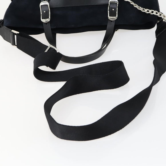 Jimmy Choo Tote Bag Suede 2way Navy Silver Auth 153171