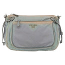 PRADA Shoulder Bag Nylon Gray Silver Auth 153172-13