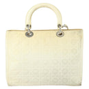 Christian Dior Canage Lady Dior Hand Bag Nylon 2way Ivory Silver Auth 153173-2
