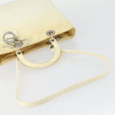 Christian Dior Canage Lady Dior Hand Bag Nylon 2way Ivory Silver Auth 153173-7