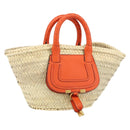 Chloe Basket bag Marcie Hand Bag straw Orange Beige Auth 153174-1