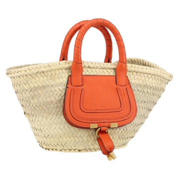 Chloe Basket bag Marcie Hand Bag straw Orange Beige Auth 153174
