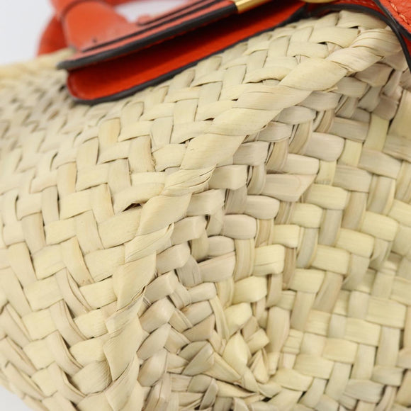 Chloe Basket bag Marcie Hand Bag straw Orange Beige Auth 153174