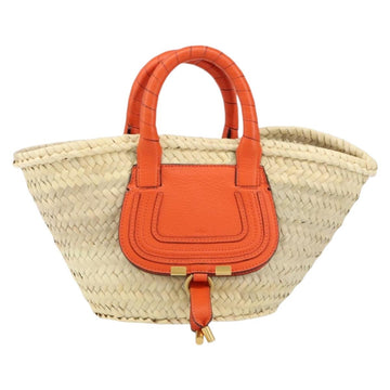 Chloe Basket bag Marcie Hand Bag straw Orange Beige Auth 153174 - 0