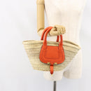 Chloe Basket bag Marcie Hand Bag straw Orange Beige Auth 153174-20
